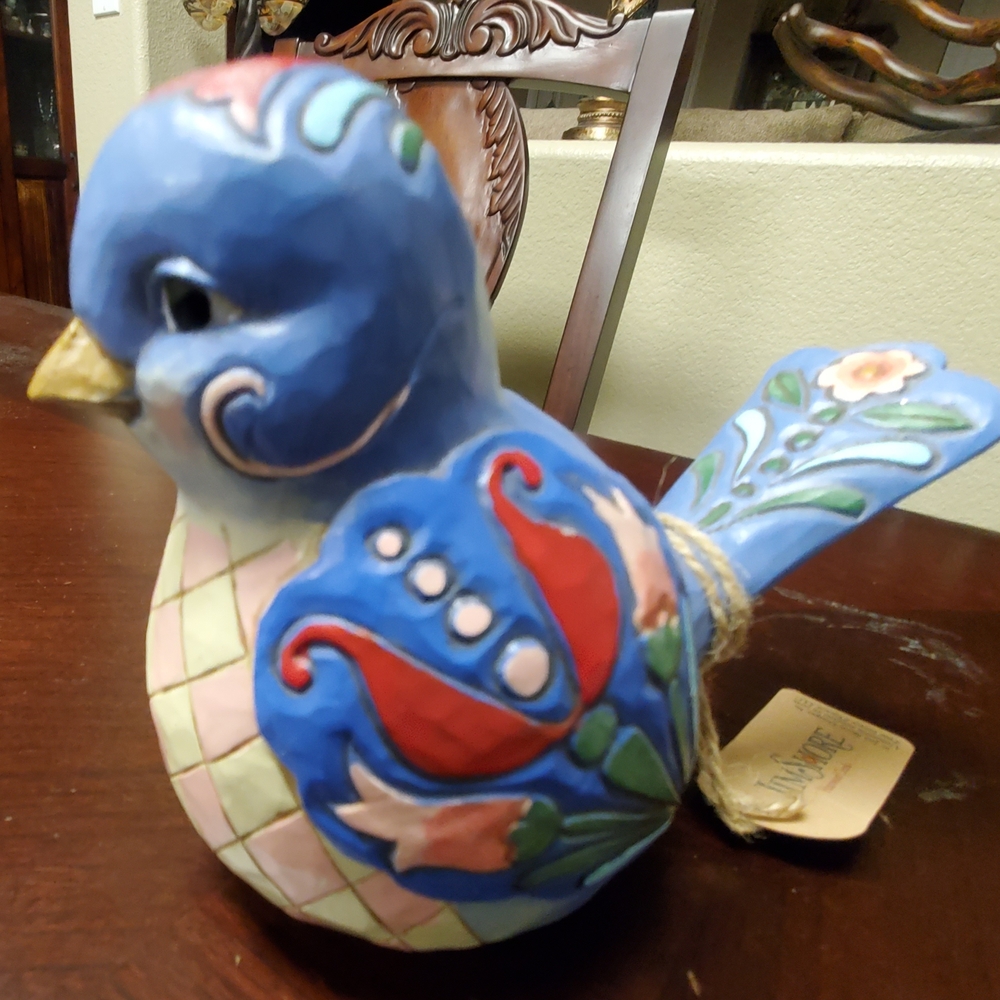 Jim Shore Bluebird of Happiness - Blue Floral Bird 4056964